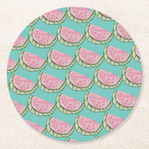 Waterverf Watermeloen Doodles Patterted Ronde Kartonnen Onderzetter