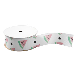 Waterverf Watermeloen en Zaden Fruitig Grosgrain Lint