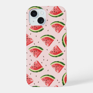 Waterverf Watermeloen Fruitpatroon iPhone 15 Hoesje