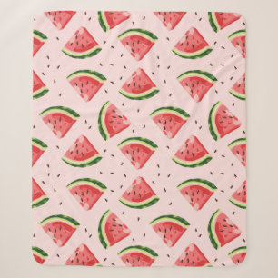 Waterverf Watermeloen Fruitpatroon Sherpa Deken