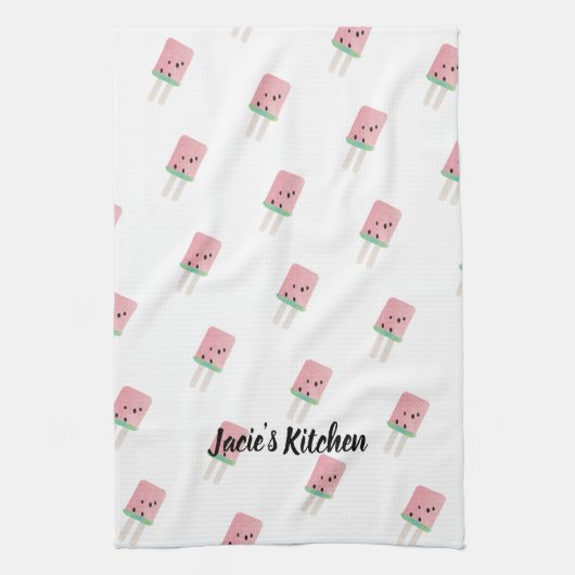 Waterverf Watermeloen Pop Modern Kitchen Theedoek (Verticaal)