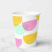 Waterverf Watermeloen Roze Groen Geel Patroon Papieren Bekers (Achterkant)