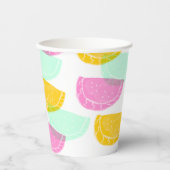 Waterverf Watermeloen Roze Groen Geel Patroon Papieren Bekers (Voorkant)