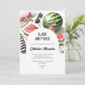 Waterverf Watermeloen Roze Zomer Baby shower Kaart (Staand voorkant)