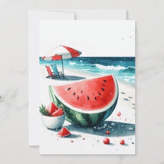 Waterverf Watermeloen Roze Zomer Baby shower Kaart (Achterkant)