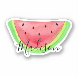 Waterverf Watermeloen Slice Name Sticker