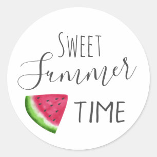 waterverf watermeloen zoete zomertijd ronde sticker