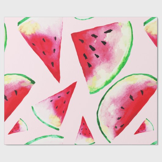 Waterverf Watermelon Slice Pattern Cadeaupapier (Vlak)