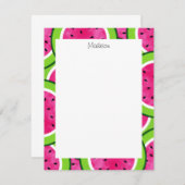 Waterverf Watermelon Slice Pattern Notitiekaartje (Voorkant / Achterkant)
