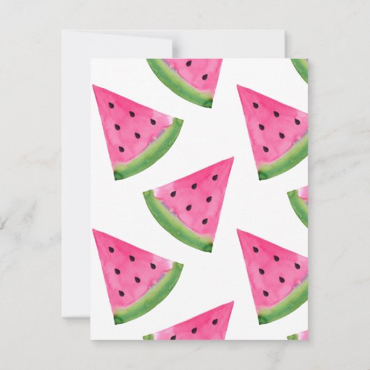 Waterverf Watermelon Wedge en Patroonuitnodiging Kaart (Achterkant)