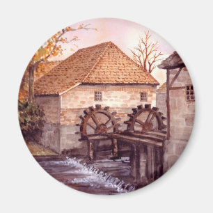Waterverf watermolen Schilderen door Farida Greenf Magneet