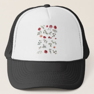 Waterverf Waterverf Rozen Groene bladeren Bladeren Trucker Pet