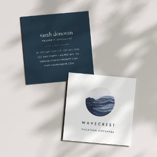Waterverf Wave Logo Vierkante Visitekaartje