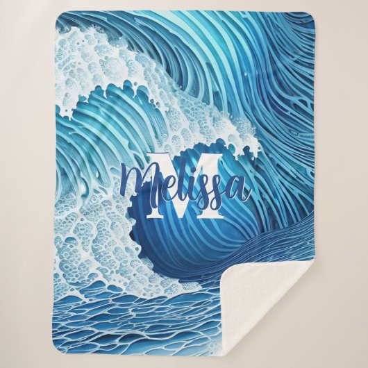 Waterverf Wave Sherpa Deken (Voorkant)