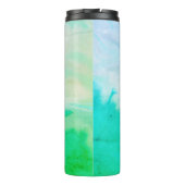 Waterverf Waves Green Blue Pattern MONOGRAM Thermosbeker (Achterkant)