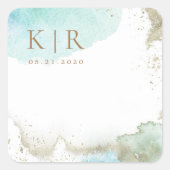 Waterverf Waves Kustpastel Papier Vierkante Sticker (Voorkant)