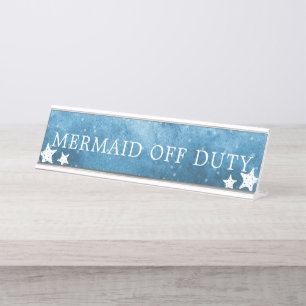 Waterverf Waves Mermaid Off Duty Starfish Sign Bureau Naambordje