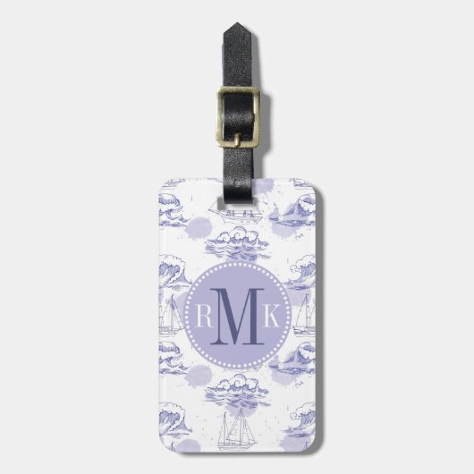 Waterverf Waves & Ships Patroon Bagagelabel (Voorkant verticaal)