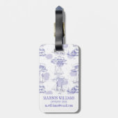 Waterverf Waves & Ships Patroon Bagagelabel (Achterkant verticaal)