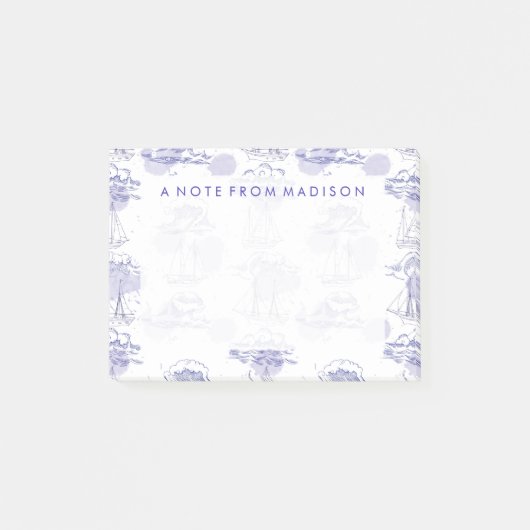 Waterverf Waves & Ships Patroon Post-it® Notes (Voorkant)