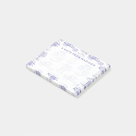 Waterverf Waves & Ships Patroon Post-it® Notes (Schuin)