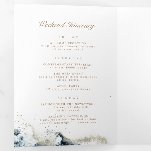 Waterverf Waves Tri-Fold Huwelijksprogramma Drieluik Uitnodiging (Binnenzijde eerst)