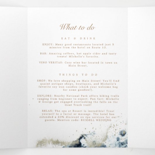 Waterverf Waves Tri-Fold Huwelijksprogramma Drieluik Uitnodiging (Binnenkant midden)