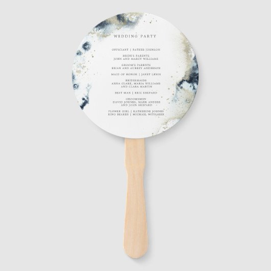 Waterverf Waves Trouwprogramma Hand Fan Handwaaier (Achterkant)