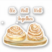 Waterverf we rollen goed samen Cinnamon Buns Sticker (Voorkant)