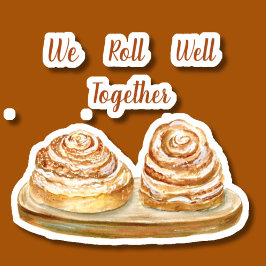 Waterverf we rollen goed samen Cinnamon Buns Sticker