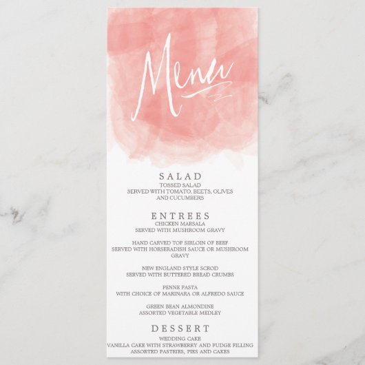 Waterverf-weddenschapskaart Menu (Voorkant)