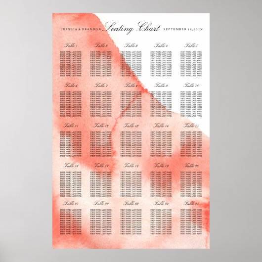 Waterverf-weddenschapskaart op tabelnummer poster (Voorkant)