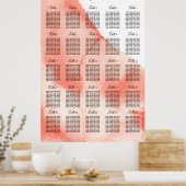 Waterverf-weddenschapskaart op tabelnummer poster (Keuken)