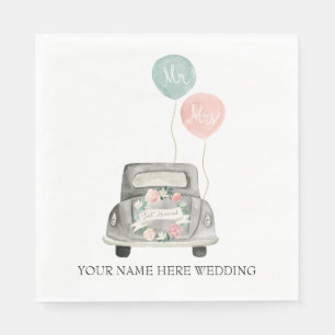 Waterverf Wedding Getaway Car Servet