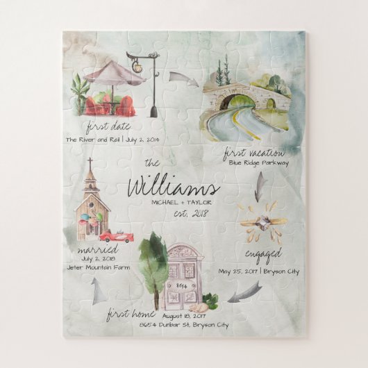 Waterverf Wedding Memory Keepomwille Pas getrouwd  Legpuzzel (Verticaal)