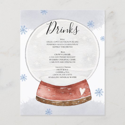 Waterverf WEDDING MENU. Flyer (Achterkant)