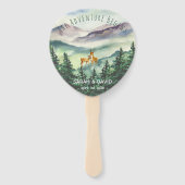 Waterverf Wedding Program Mountains Deer Pines Handwaaier (Voorkant)