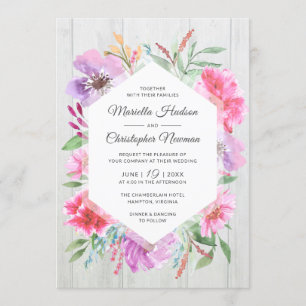 Waterverf Wedding Spring Bouquet Decoupage Invite Kaart