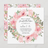 Waterverf weelderig blush roze Vrijgezellenfeest Kaart (Voorkant / Achterkant)