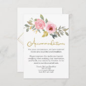 Waterverf Weelderige Roze Roze Bloemige Trouwdag Informatiekaartje (Voorkant / Achterkant)