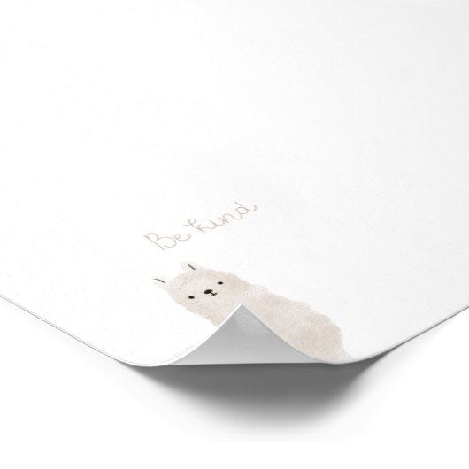 Waterverf Wees vriendelijk lama print (Hoek)