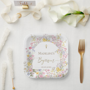waterverf weide bloemen Doop Papieren Bordje