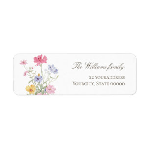 waterverf weide bloemen Retouradreslabel Etiket