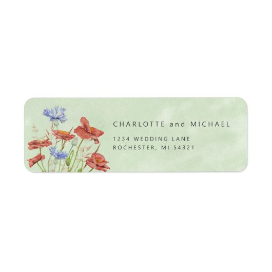 Waterverf weide wildbloemen retourlabel etiket (Voorkant)