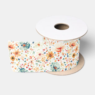 Waterverf Weide Wilde Bloem Elegante Aardse Herfst Lint