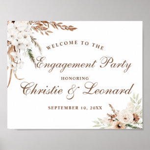 Waterverf Welkom Elegant Boho Engagement Party Poster