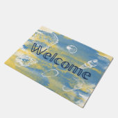 Waterverf Welkomstblauw Geel Deurmat (Schuin)