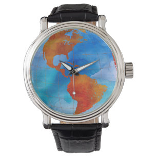 Waterverf wereld horloge