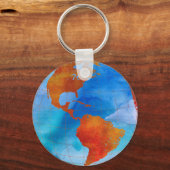 Waterverf wereld sleutelhanger (Voorkant)