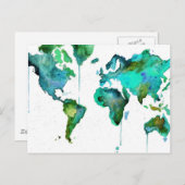 Waterverf wereld van de kaart (Voorkant / Achterkant)
